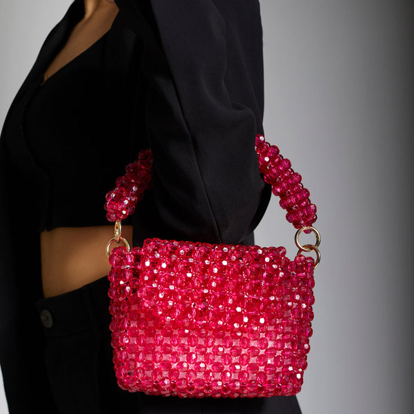 Acrylic Heart Handbag with Pearl Clasp