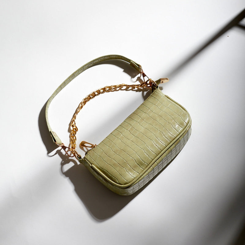Chain Detailed Mini Baguette Bag
