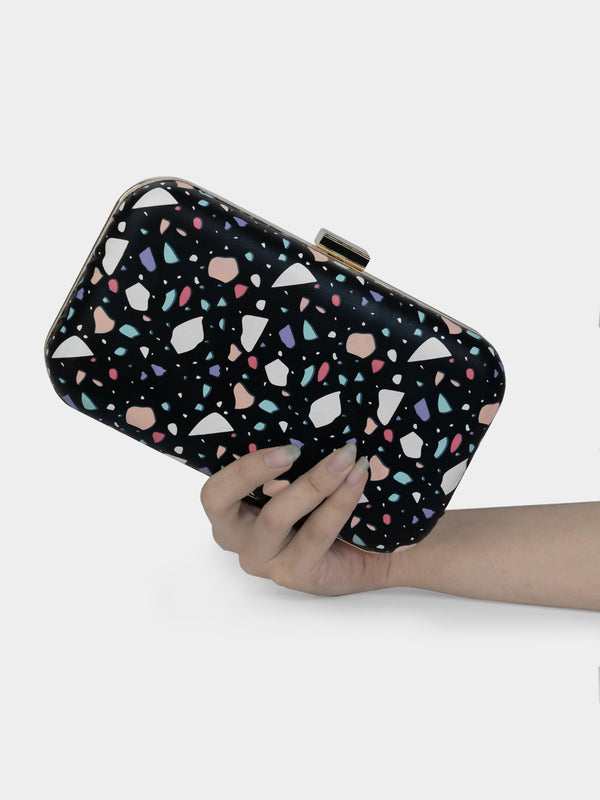 Arm Candy! Abstract Modern Black Printed Party Clutch | Modern Myth