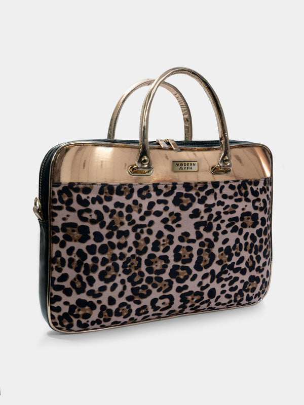 Lit Leopard! Cheetah Print & Metallic Rosegold Laptop Sleeve Bag For Up To 15" Laptop/Macbook | Modern Myth