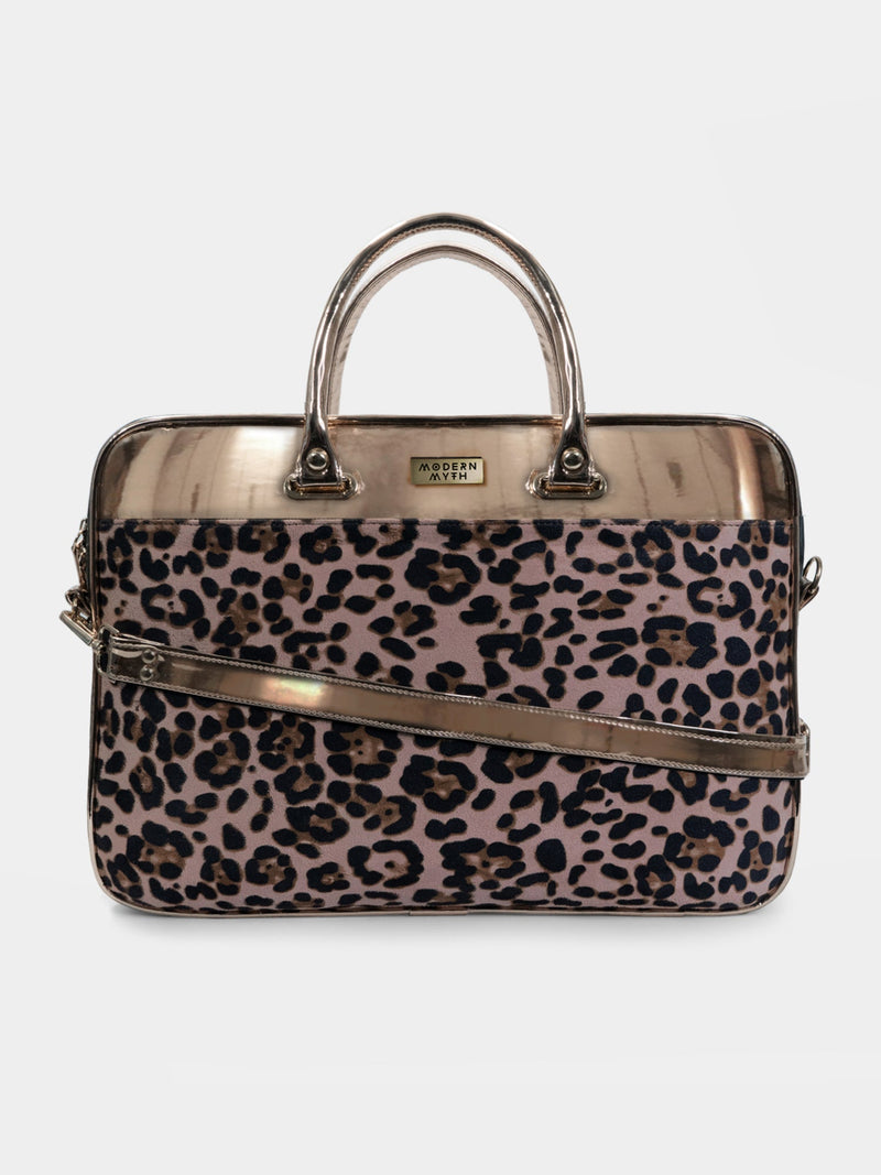Lit Leopard! Cheetah Print & Metallic Rosegold Laptop Sleeve Bag For Up To 15" Laptop/Macbook | Modern Myth