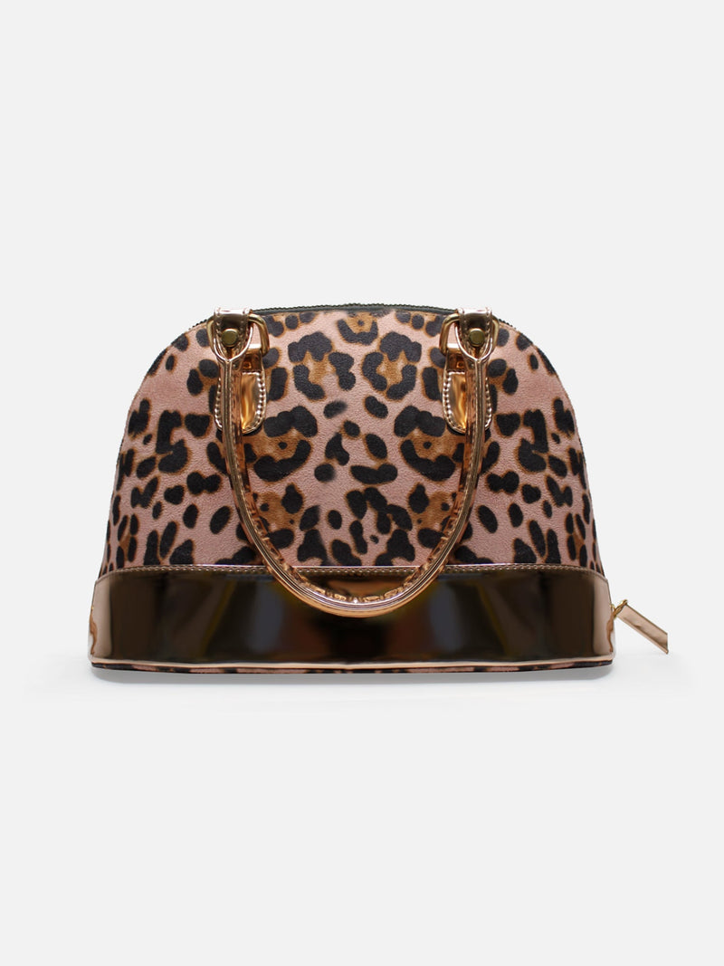 Senora Cheetah Print & Rosegold Faux Leather Women Handbag | Modern Myth