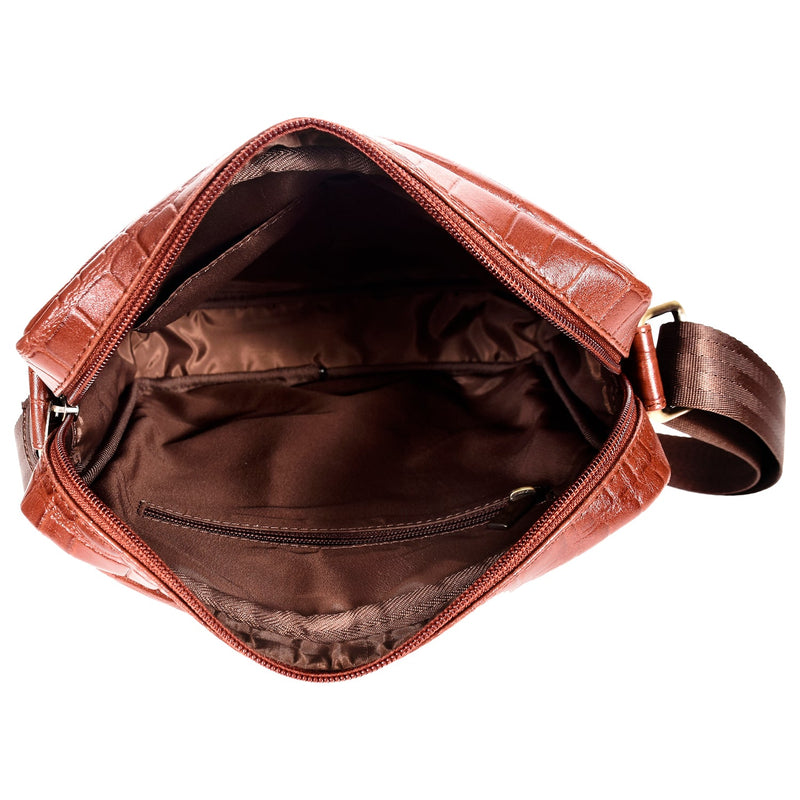 Sassora Genuine Leather Unisex  Sling Bag Brass Antique / Nickel Metal Fittings Crossbody Bag