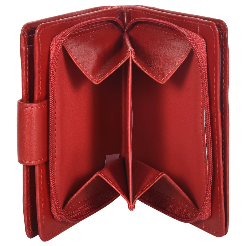 Sassora Genuine Leather Women RFID Protected Red Wallet (6 Card Slots)