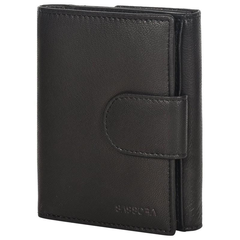 Sassora Genuine Leather Medium Size Black RFID Protected Wallet(9 C Slot)