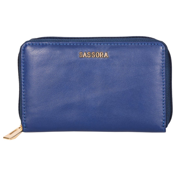 Sassora Genuine Leather Medium RFID Women Zip Around Wallet
