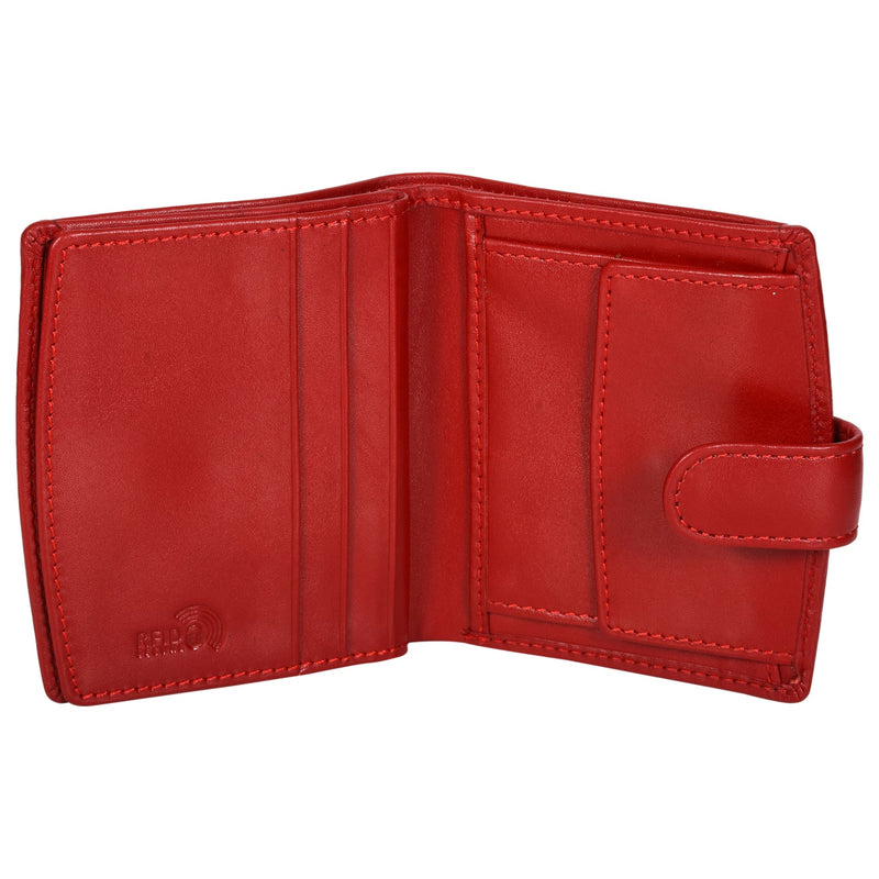 Sassora Genuine Leather Small Size Red RFID Protected Women Wallet (4 Card Slots)