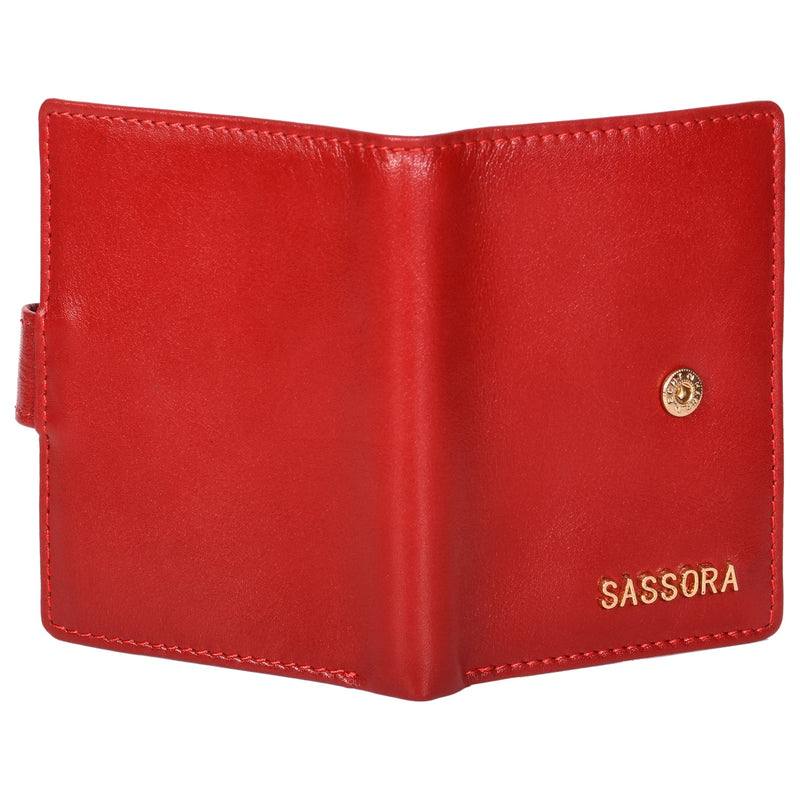 Sassora Genuine Leather Medium Size Red Unisex Card Holder (6 Card Slots)