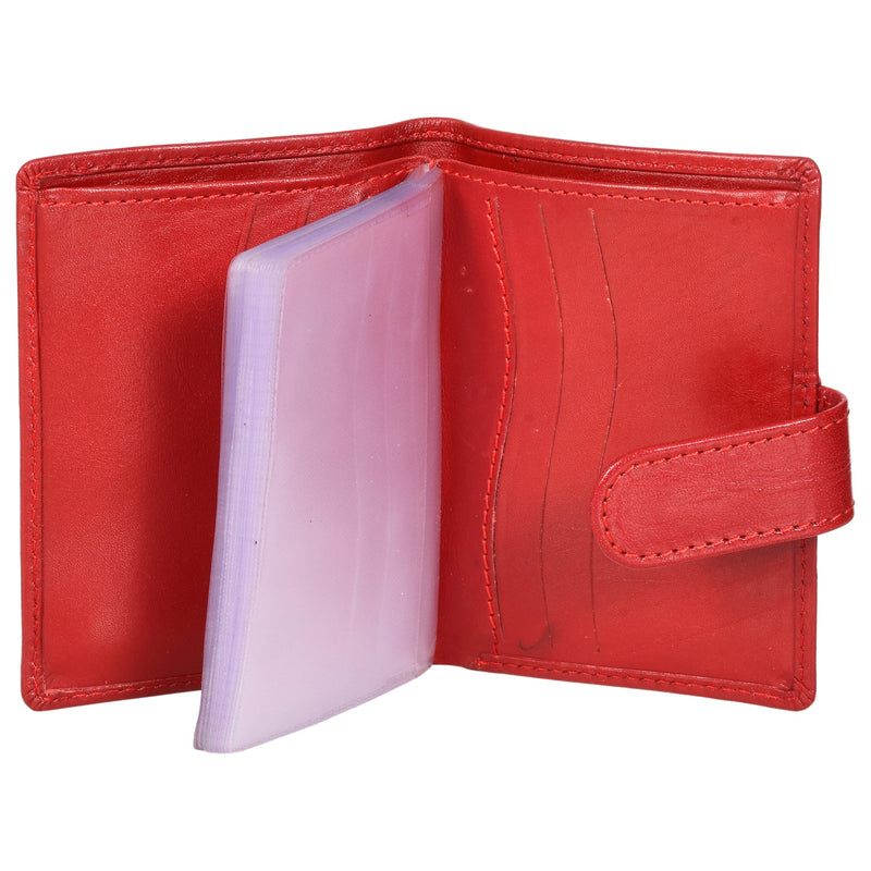 Sassora Genuine Leather Medium Size Red Unisex Card Holder (6 Card Slots)