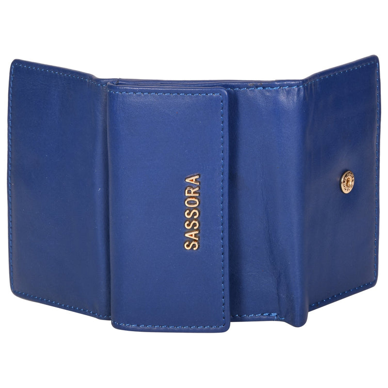 Sassora Genuine Leather Medium Blue RFID Women Wallet