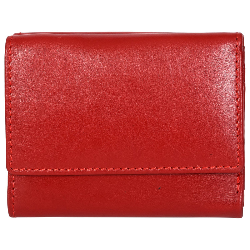 Sassora Genuine Leather Medium Size Red RFID Protected Women Wallet (4 Card Slots)
