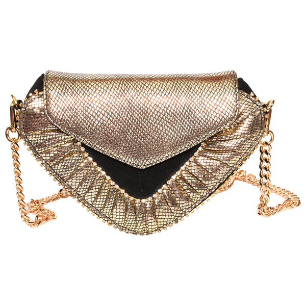 Sassora Genuine Leather Golden Color Small Party Sling Bag