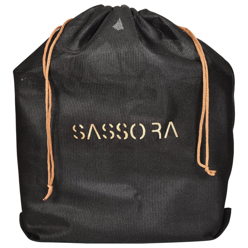 Sassora Genuine Leather Black Quilted Designed Shoulder Bag with Gold Polish Metal fittings and dust protection bag