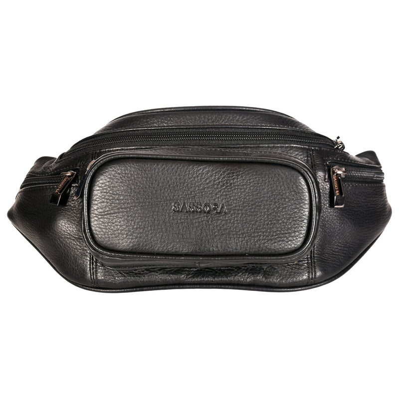 Sassora Genuine Premium Leather Black Waist Bag S-6000