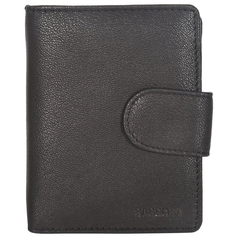 Sassora Genuine Leather Women RFID Protected Black Wallet (6 Card Slots)
