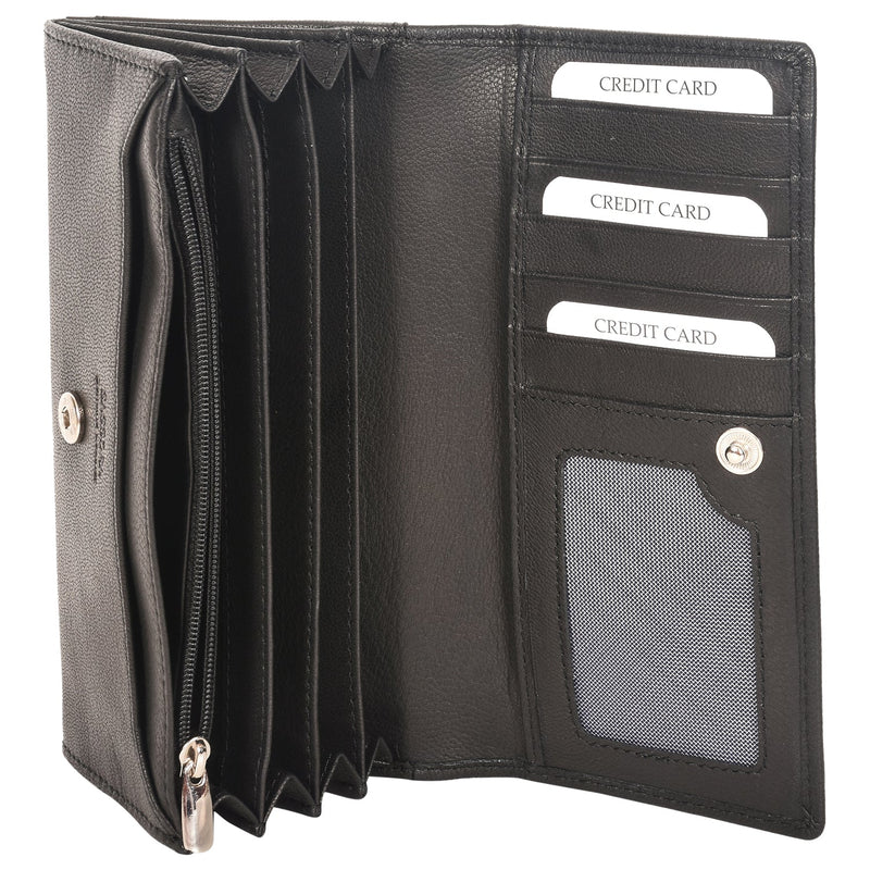 Sassora Genuine Leather Black RFID Protected Purse (5 Card Holders)