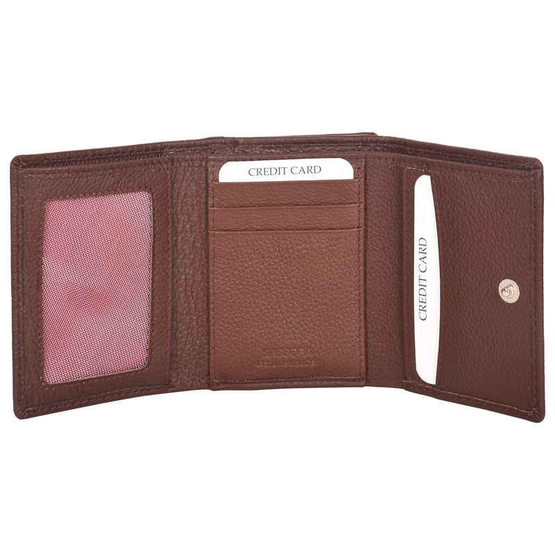 Sassora Genuine Leather Small Size Brown RFID Protected Wallet (4 Card Holders)