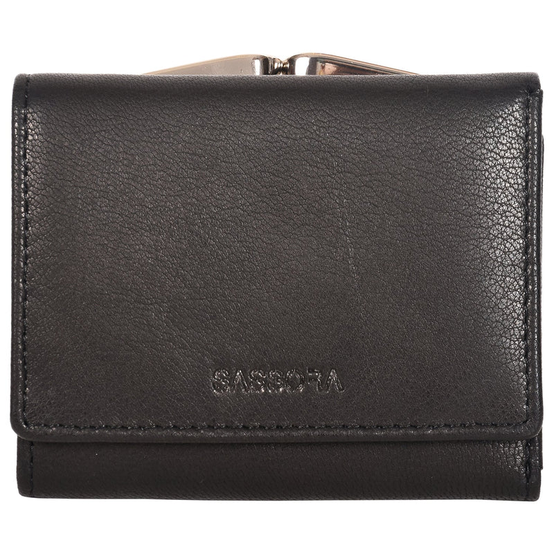 Sassora Genuine Leather Small Size Black RFID Protected Wallet (4 Card Holders)