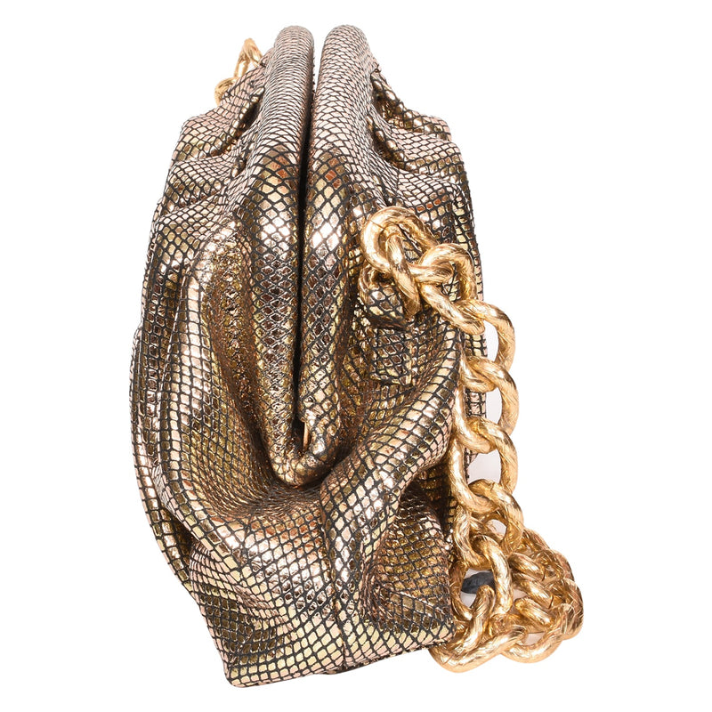 Sassora Genuine Leather Golden Color Women Small Shoulder Bag