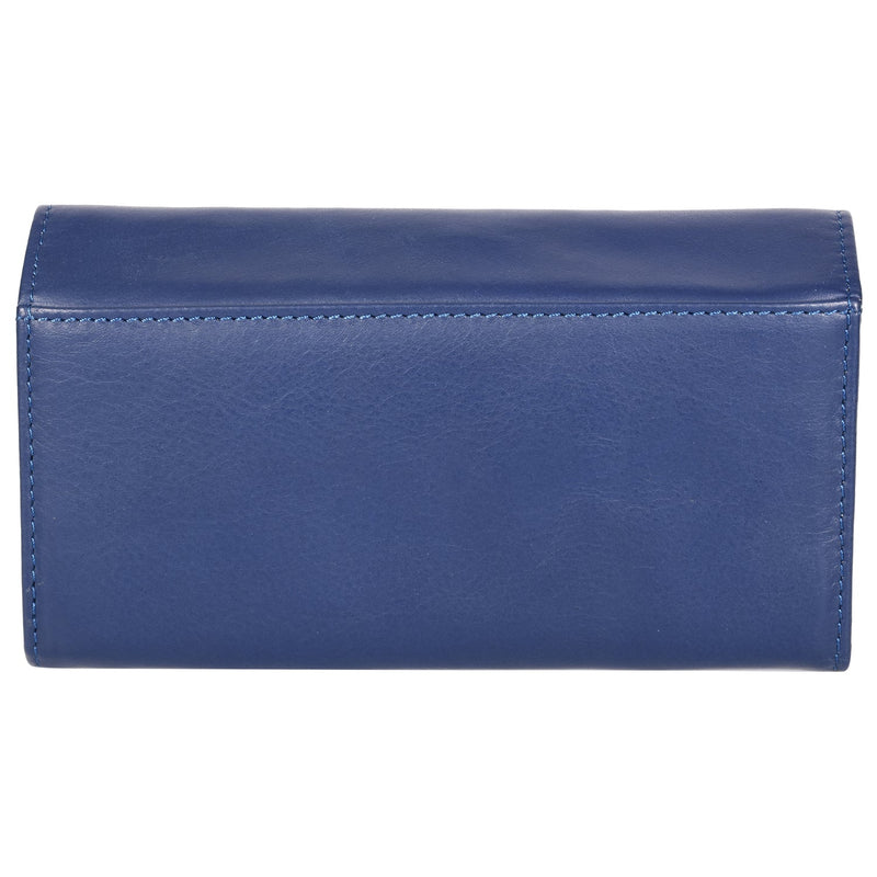 Sassora Genuine Leather Medium Blue RFID Women Purse