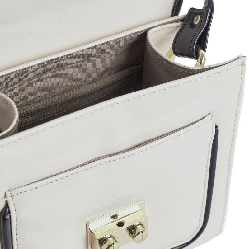 Crossbody With Top Handle-Ivory Blue