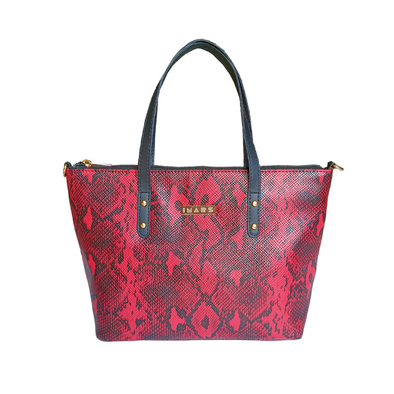 Luxe Mini Tote Snake Print Red