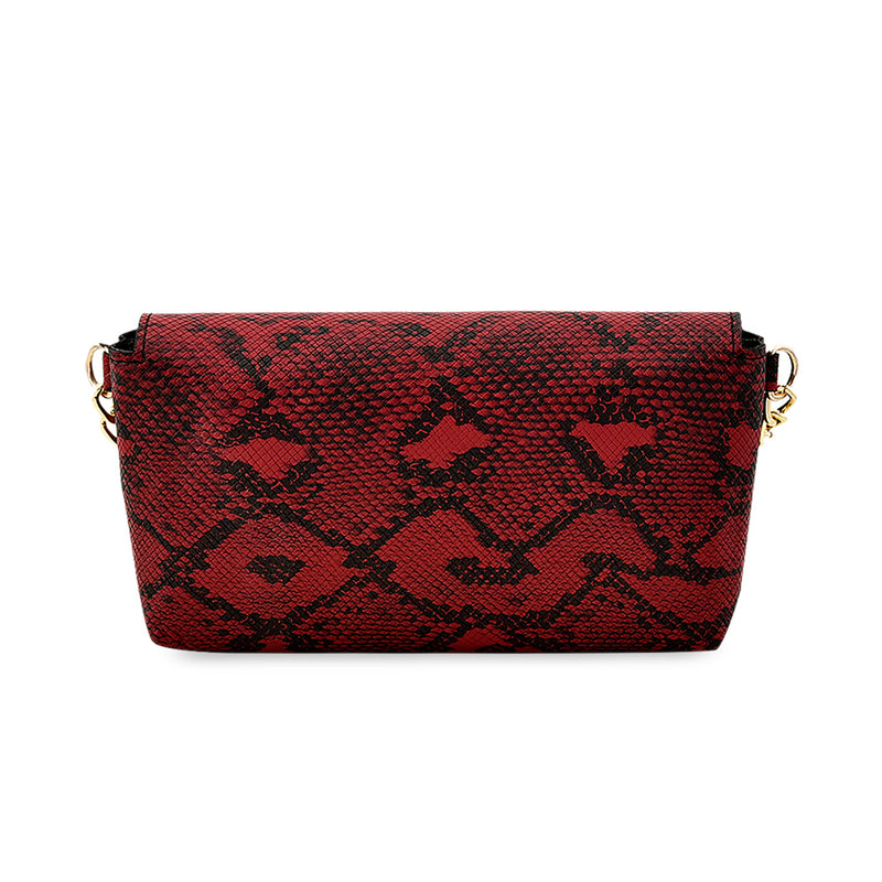 Luxe Crossbody Snake Print Red