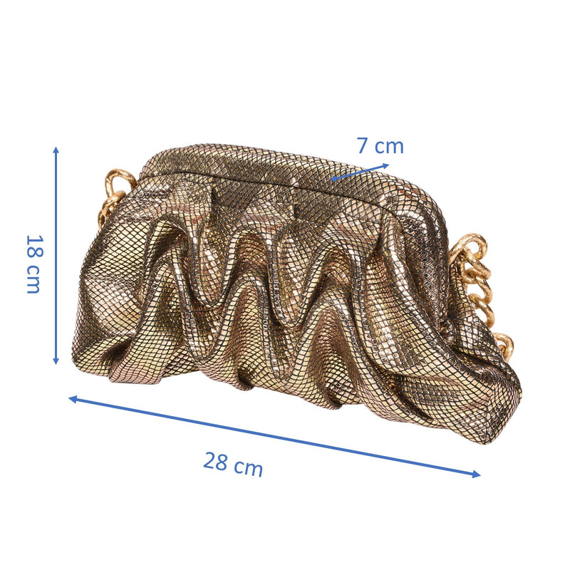 Sassora Genuine Leather Golden Color Women Small Shoulder Bag