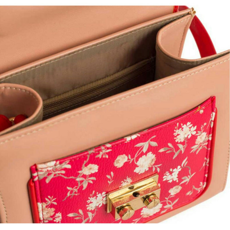 Crossbody With Top Handle-Pink Floral