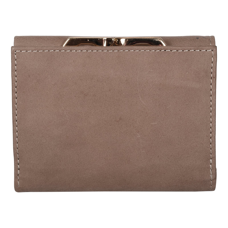 Sassora Genuine Leather Medium Size Beige RFID Protected Women Wallet ( 5 Card Slots)